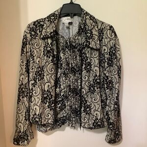 JOSEPH RIBKOFF:  Black & Cream Floral Lace Camisole & Jacket (2 pieces)